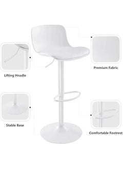 Beauenty Bar Chairs with Backs Modern Pu Leather Adjustable Height Swivel Barstools, Armless Hydraulic Kitchen Counter Bar Stools with Stainless Steels Base stool chair for Kitchen Island of 2pc (White)  - Image 5