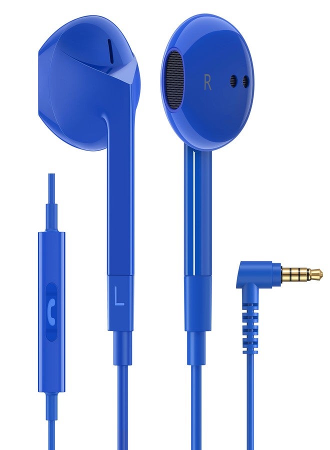 LUDOS Ferox In-Ear Headphones with Cable and Microphone, In-Ear Earphones, 3.5 mm Jack Plug Earbuds, Rich Bass Earphones, Headphones for iPhone, iPad, Samsung - Blue - Image 1