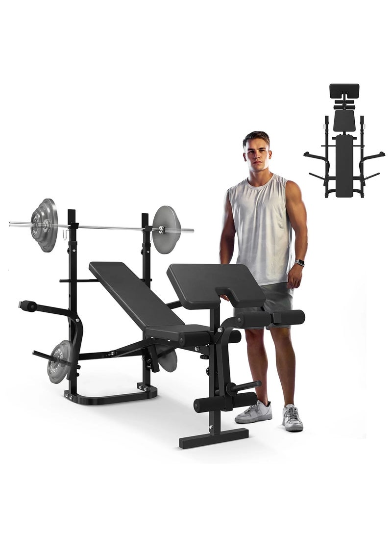 مقعد أوزان قابل للتعديل – 6 في 1 متعدد الوظائف مع وحدة تمديد الأرجل لتمارين القوة الكاملة، مثالي للجيم المنزلي وتمارين البنش - Image 2