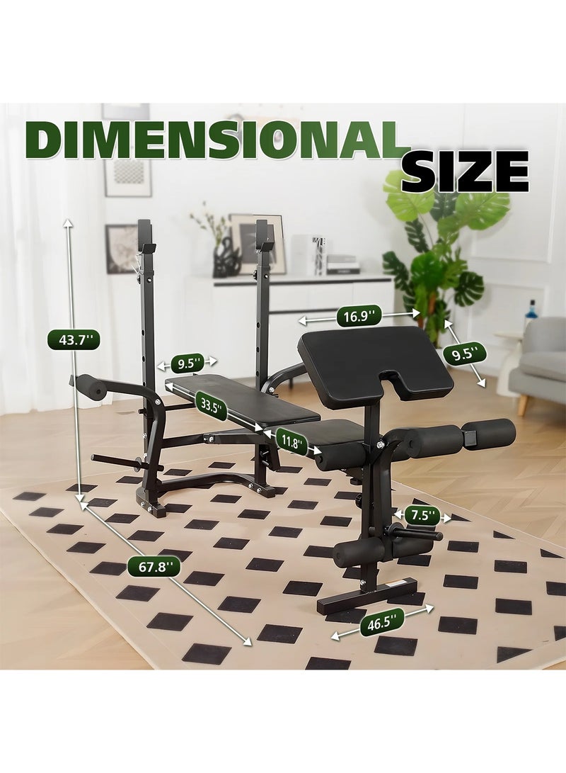 مقعد أوزان قابل للتعديل – 6 في 1 متعدد الوظائف مع وحدة تمديد الأرجل لتمارين القوة الكاملة، مثالي للجيم المنزلي وتمارين البنش - Image 4