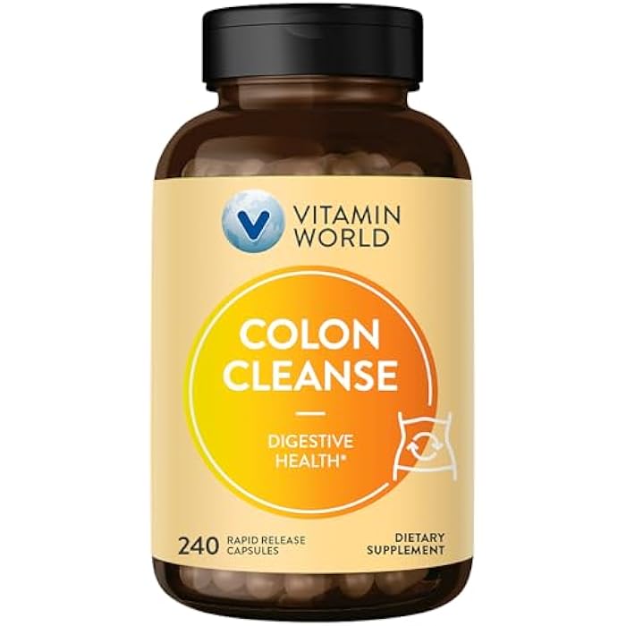 Vitamin World Colon Cleanse - 240 Capsules, Gut Detox with Psyllium Husk, Senna, Probiotics, Dietary Fiber & Herbal Blend – Supports Constipation Relief, Digestive Health & Regularity, Gluten-Free - Image 1