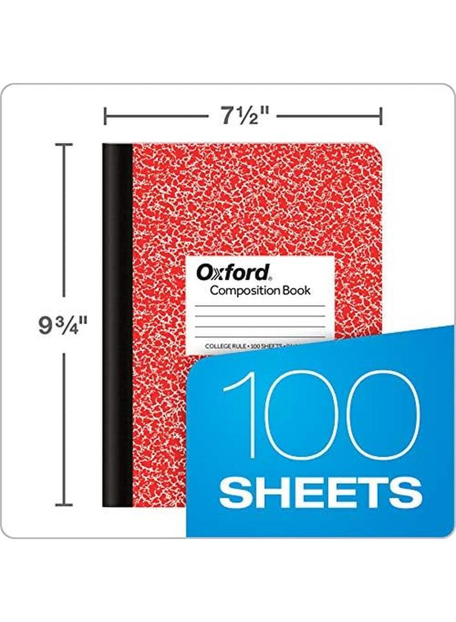 Oxford Composition Notebook 6 Pack College Ruled Paper 9 3 4 X 7 1 2 Inches 100 Sheets Assorted Marble Covers. 2 Each Blue Green Red 63763 - Image 2