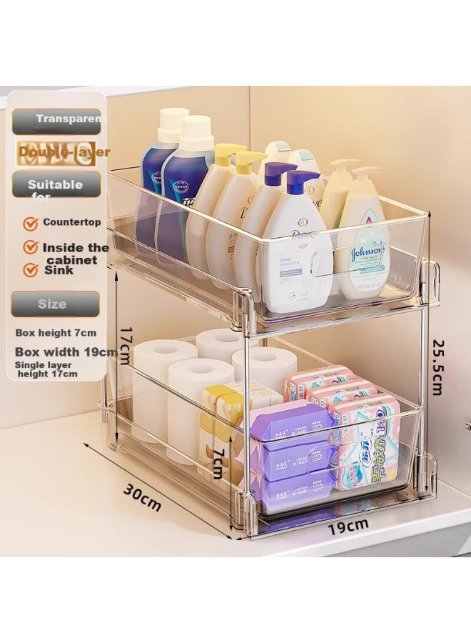 Muya Bathroom Storage Rack Under Sink Pull-out Bathroom Cabinet Under Sink Storage Layered Bathroom Toilet Cabinet Shelf - Image 1