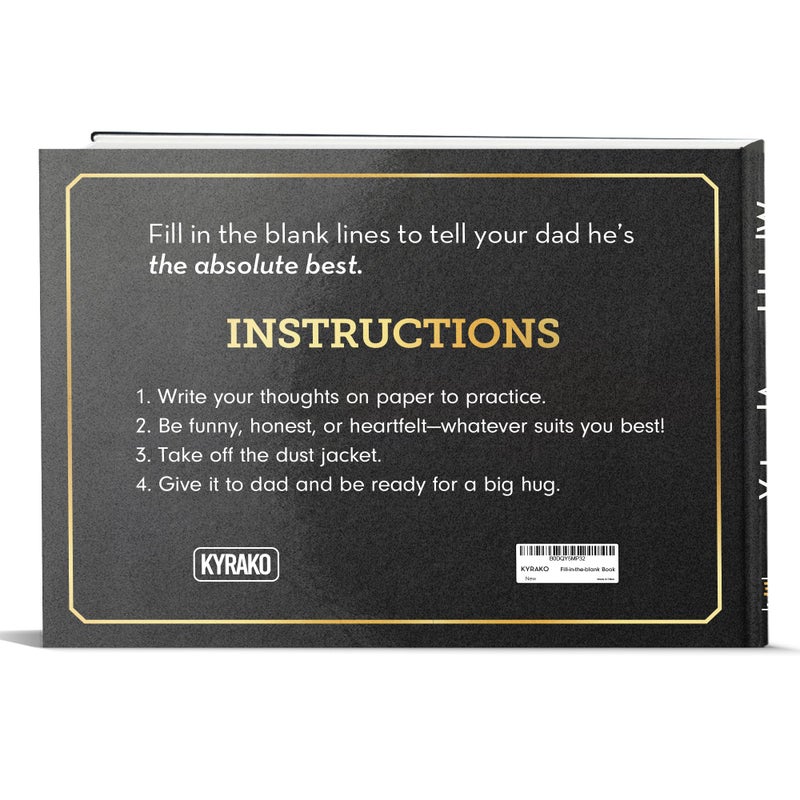 KYRAKO What I Love about Dad Book, Fill-in-the-Blank Book for Dad - Christmas Gifts for Dad from Daughter, Son, Kids - Dad Christmas Gifts, Stocking Stuffer - Birthday Gifts for Dad, Dad Birthday Gifts - Image 3