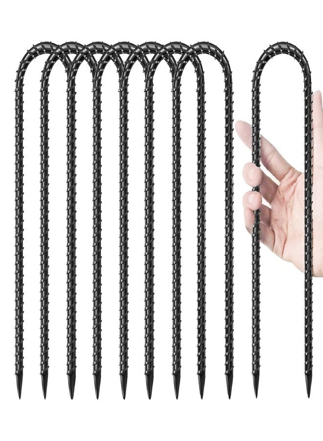 Nyicey 12 Inches Trampoline Stakes Anchors, Swing Set Anchors Heavy Duty U Stakes for Ground Galvanized Steel Rebar Tie Down Anchor Kit - Image 1