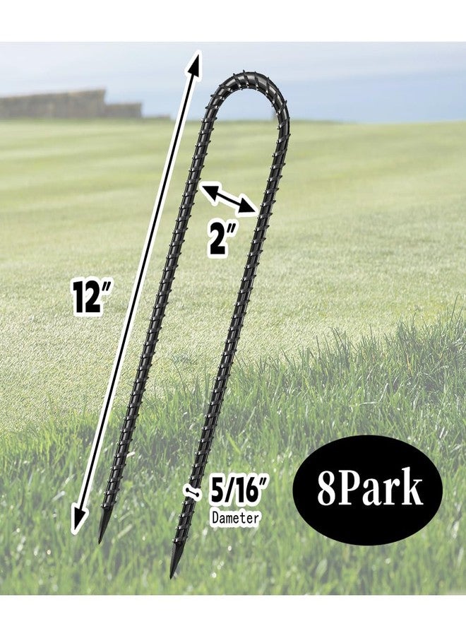 Nyicey 12 Inches Trampoline Stakes Anchors, Swing Set Anchors Heavy Duty U Stakes for Ground Galvanized Steel Rebar Tie Down Anchor Kit - Image 2