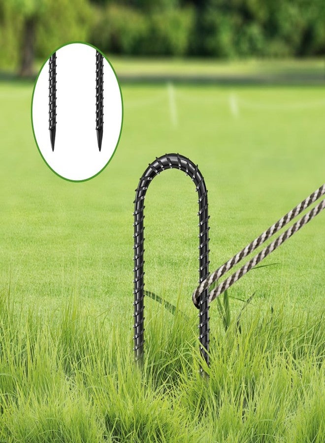 Nyicey 12 Inches Trampoline Stakes Anchors, Swing Set Anchors Heavy Duty U Stakes for Ground Galvanized Steel Rebar Tie Down Anchor Kit - Image 4