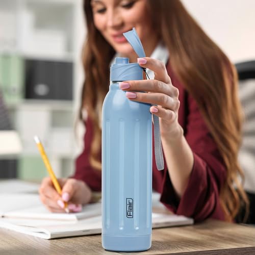 Flair Arrow Steel 900 | 650 ml, Blue, Hot & Cold | Leak Proof | Wide Mouth & Easy to Open | Insulated Inner Steel Outer Plastic Water Bottle | Travel-Friendly | Perfect for Daily Use - Image 5