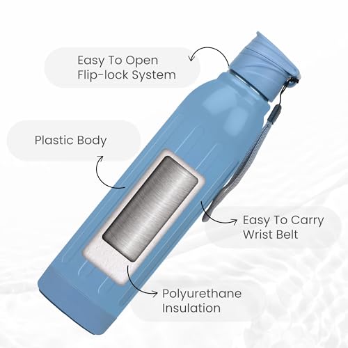 Flair Arrow Steel 900 | 650 ml, Blue, Hot & Cold | Leak Proof | Wide Mouth & Easy to Open | Insulated Inner Steel Outer Plastic Water Bottle | Travel-Friendly | Perfect for Daily Use - Image 3