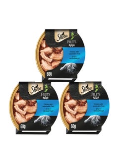 Sheba Sheba Fillet Wet Cat Food Chicken with Sustainable Tuna, Cat Food Made with Natural Chicken Breast This wet food from Sheba is made for reliable consumption, rich in the essential nutritional requirements of cats, Dom 60g 3 Pack  - Image 1
