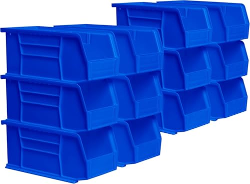 Akro-Mils 30230 AkroBins Plastic Storage Bins, Space-Saving Stackable Bins for Garage, Pantry, Craft Organization, 10.5 "L x 5.5 "W x 5"H, Blue, 12-Pack - Image 1