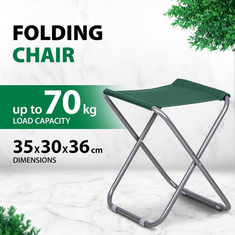 PALISAD Folding Camping Chair – Lightweight Portable Outdoor Chair – Heavy-Duty Steel Frame – Compact & Durable – 100kg Capacity – Green - Image 4