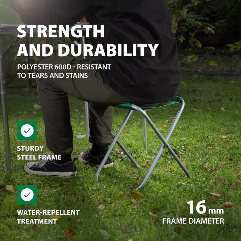 PALISAD Folding Camping Chair – Lightweight Portable Outdoor Chair – Heavy-Duty Steel Frame – Compact & Durable – 100kg Capacity – Green - Image 5