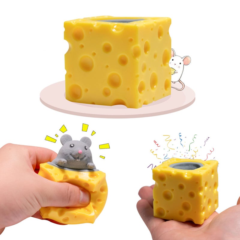 Holgosiu Squishy Mice Stress Relief Rat Fidgets in Cheese Anxiety Relief Squeeze Ball Squish Mouse Toys - Image 3