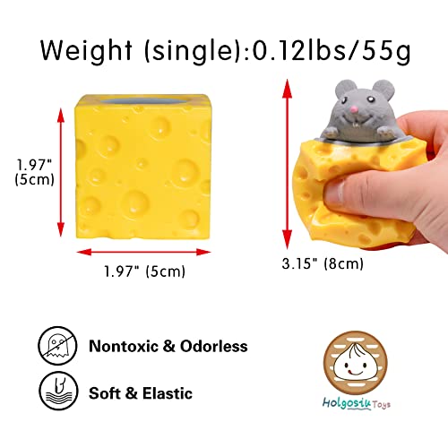 Holgosiu Squishy Mice Stress Relief Rat Fidgets in Cheese Anxiety Relief Squeeze Ball Squish Mouse Toys - Image 5