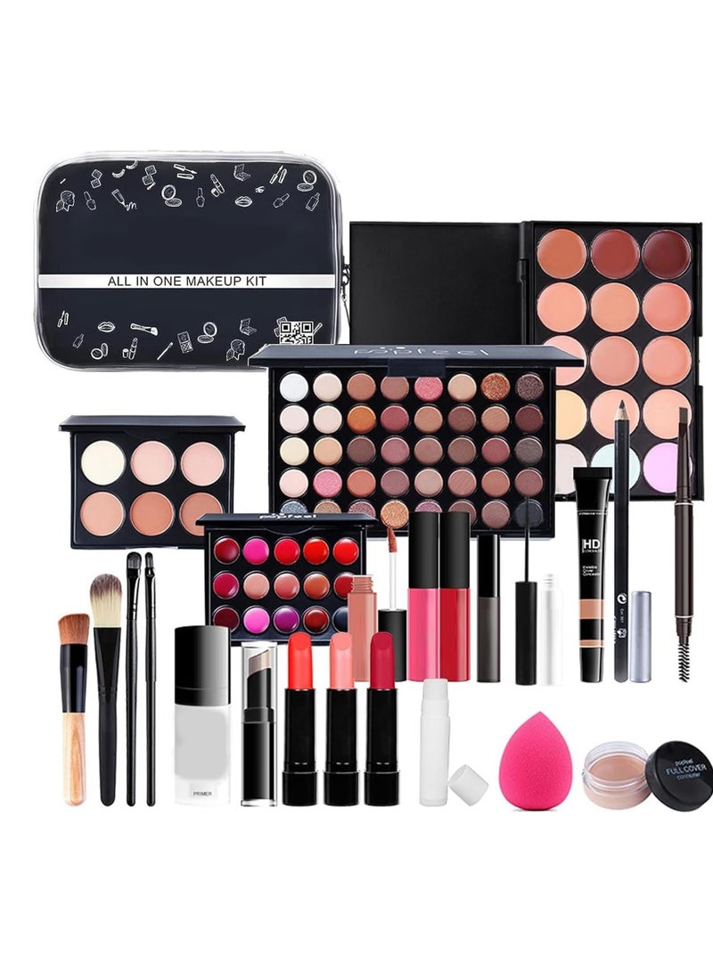 AllInOne Makeup Set,Professional Makeup Kit for Women Full Kit, Makeup Set Cosmetic Make Up Kit with Makeup Bag Include Eyeshadow Palette Makeup Brushes Set Lipstick Lip Gloss Foundation Concealer