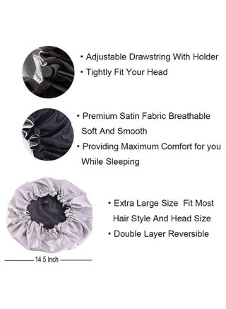Women's Adjustable Reversible Satin Bonnet Soft Sleep Cap - view 3