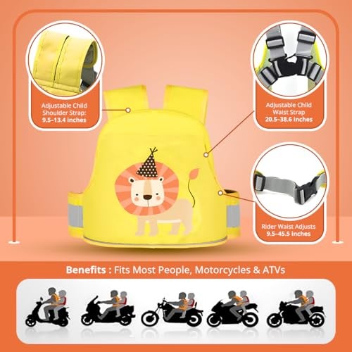 Tony Stark Kids Safety Belt for Two Wheeler with Reflective Strips, Portable Seat Belt Children Motorcycle Harness for Motorcycle Bike, Adjustable Safety Harness for Boys Girls (Little King) - Image 2