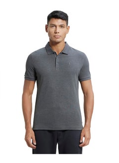 Jockey Men's Regular Fit Half Sleeved Polo T-Shirt with Jockey Logo 3912_Charcoal Melange_M