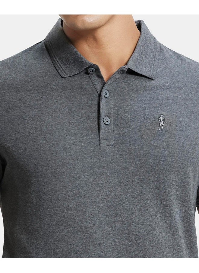 JOCKEY - Jockey Men's Regular Fit Half Sleeved Polo T-Shirt with Jockey Logo 3912_Charcoal Melange_M - Image 1