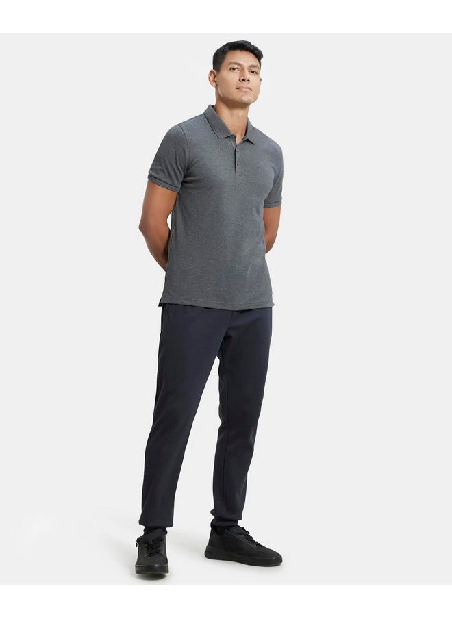 JOCKEY - Jockey Men's Regular Fit Half Sleeved Polo T-Shirt with Jockey Logo 3912_Charcoal Melange_M - Image 1
