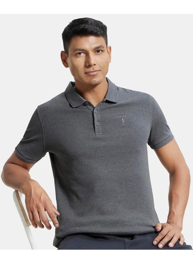 JOCKEY - Jockey Men's Regular Fit Half Sleeved Polo T-Shirt with Jockey Logo 3912_Charcoal Melange_M - Image 1