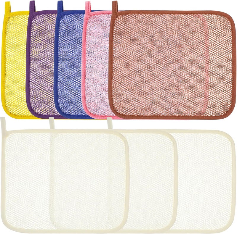 Lurrose Exfoliating Face Washcloth 8pcs Body Scrubber Hanging Bath Cloth African Net Sponge Shower Loofah Skin Wash Towel Facial Makeup Remover for Back Knee Joint - Image 1