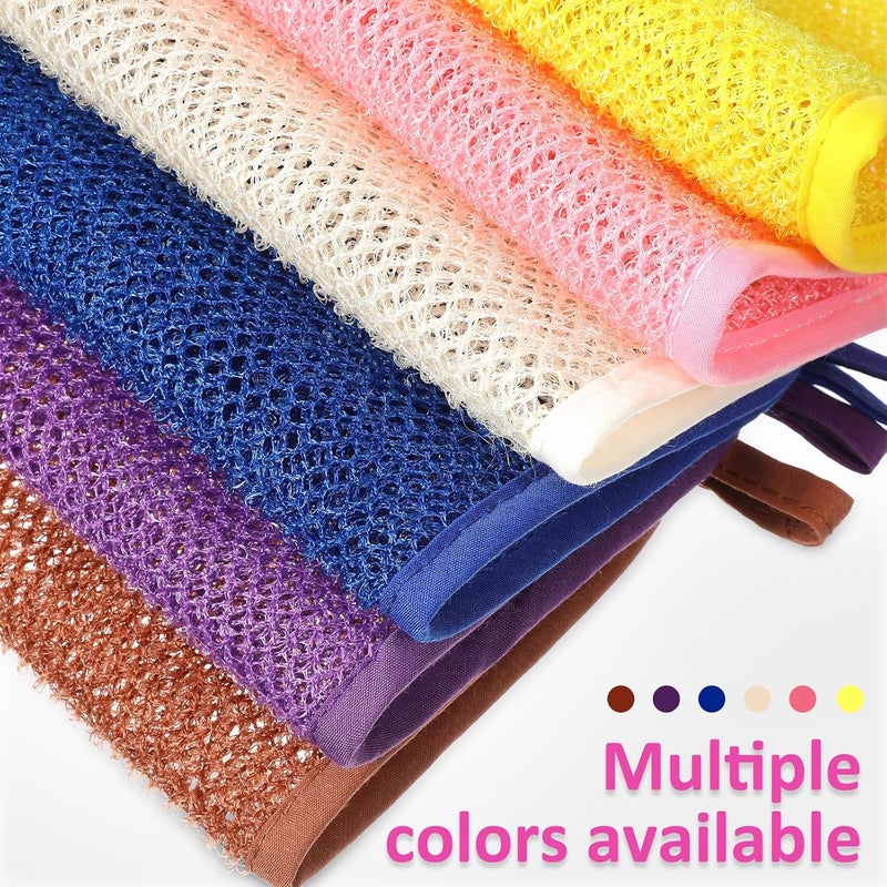Lurrose Exfoliating Face Washcloth 8pcs Body Scrubber Hanging Bath Cloth African Net Sponge Shower Loofah Skin Wash Towel Facial Makeup Remover for Back Knee Joint - Image 4