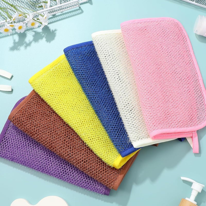 Lurrose Exfoliating Face Washcloth 8pcs Body Scrubber Hanging Bath Cloth African Net Sponge Shower Loofah Skin Wash Towel Facial Makeup Remover for Back Knee Joint - Image 3