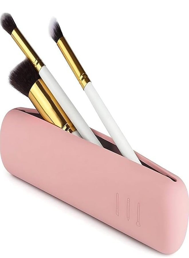 ERITIN Silicone Makeup Brush Holder – Large, Soft & Sleek Organizer with Magnetic Anti-Fall Design for Travel & Protection of Cosmetic Brushes (Pink, Brush Holder) - Image 1