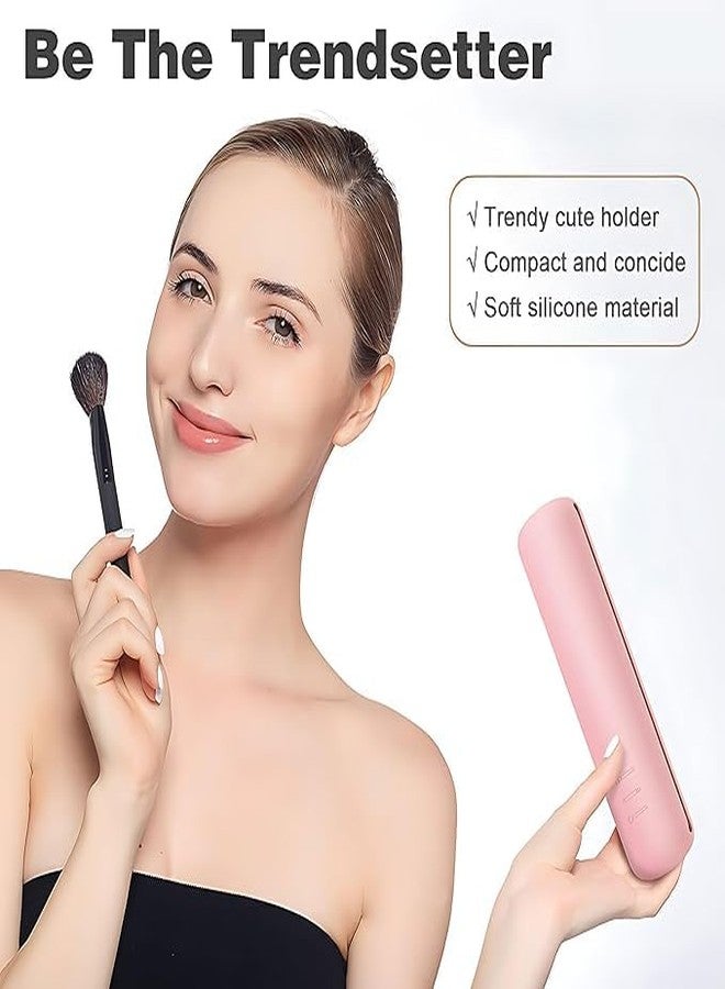 ERITIN Silicone Makeup Brush Holder – Large, Soft & Sleek Organizer with Magnetic Anti-Fall Design for Travel & Protection of Cosmetic Brushes (Pink, Brush Holder) - Image 4
