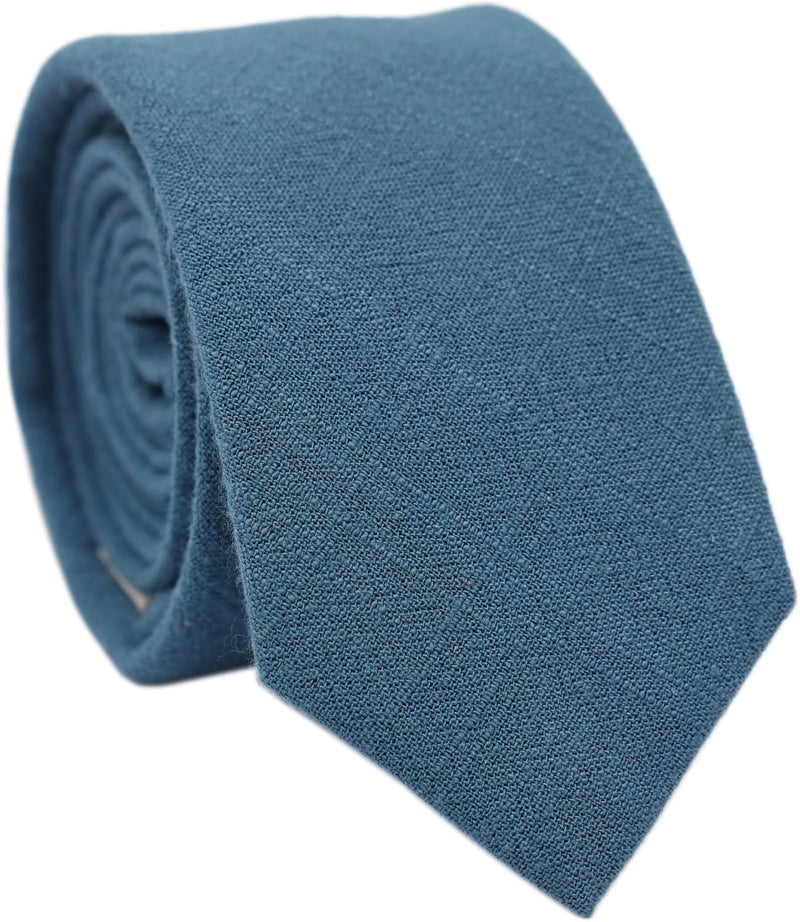 BELLUNO Men's Skinny Ties, Cotton Linen Blend 2.5 inch Solid Neckties - Image 1