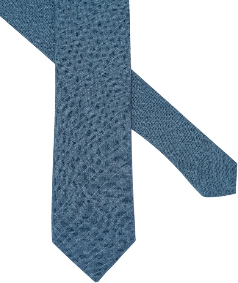 BELLUNO Men's Skinny Ties, Cotton Linen Blend 2.5 inch Solid Neckties - Image 3