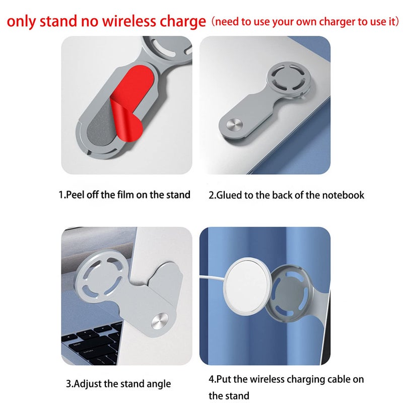 4every 2PCS Laptop Phone Holder,laptop phone mount, cell phone holder for computer monitor, computer macbook accessories,apple ipad mount,Foldable for iPhone13/14/15/16/17 Series with 3M Adhesive,Black+Grey - Image 5