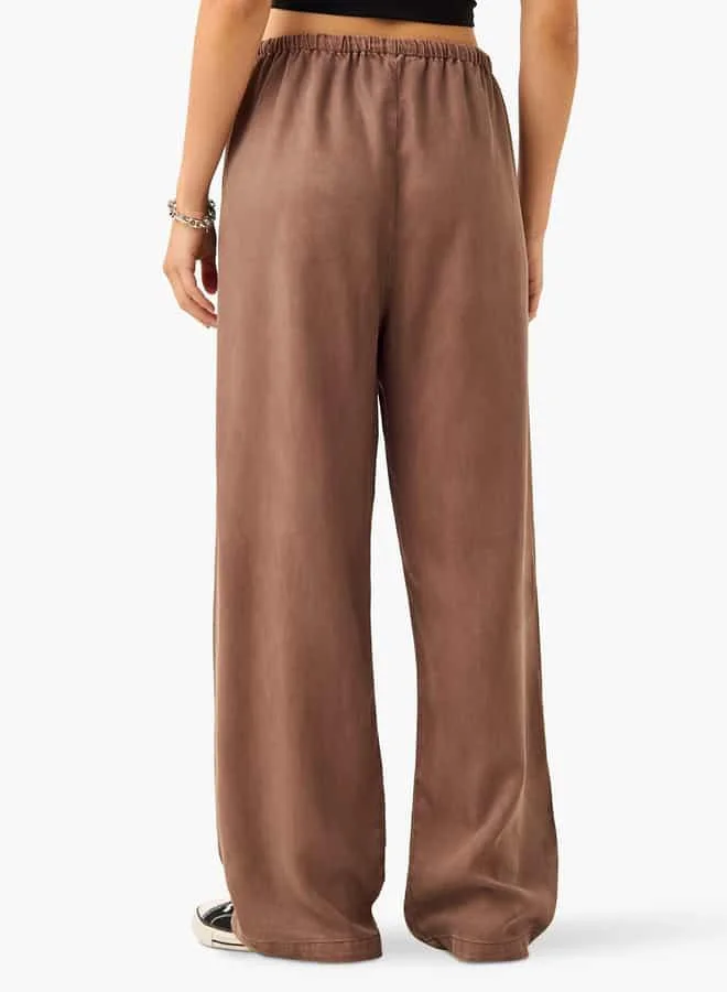 Lee Cooper Lee Cooper High-Rise Wide Leg Pants with Drawstring Closure and Pockets