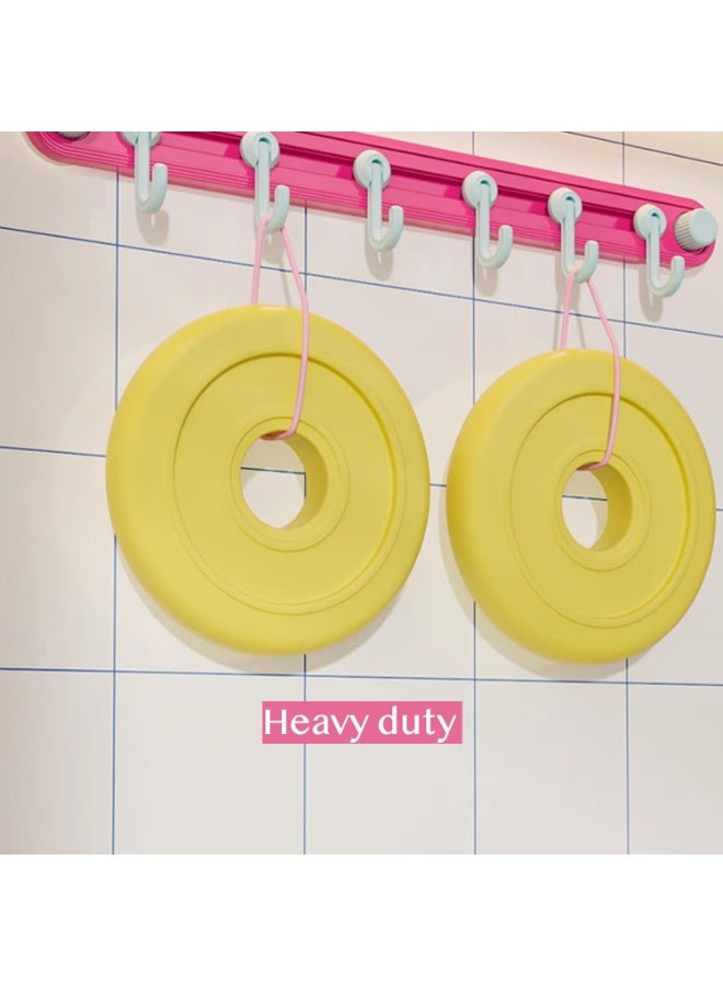 Bukela 2 Pack No-Drill Rotating Vacuum Suction Cup Hook Rack for Kitchen Dorm Bedroom, Heavy Duty Hanging Rail Storage Solution (Blue, Pink) - Image 3