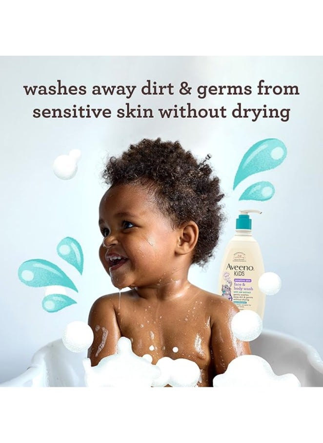 Aveeno Baby Aveeno Kids Sensitive Skin Face & Body Wash with Oat Extract, Tear Free & Suitable for All Skin Types, Hypoallergenic, 18 fl. Oz, 532ml  - Image 2
