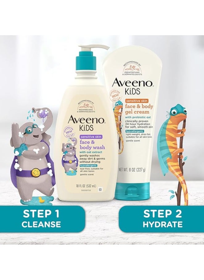 Aveeno Baby Aveeno Kids Sensitive Skin Face & Body Wash with Oat Extract, Tear Free & Suitable for All Skin Types, Hypoallergenic, 18 fl. Oz, 532ml  - Image 5