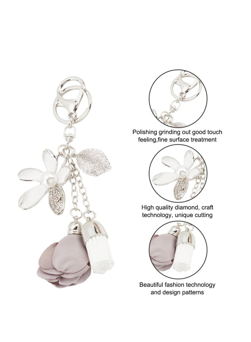 Excefore Rhinestone Keychains,4 Colors Purse Charms for Handbags Tassel Style Flower Car Key Charm for Women Car Key Daily 16CM (4Pcs) - Image 4