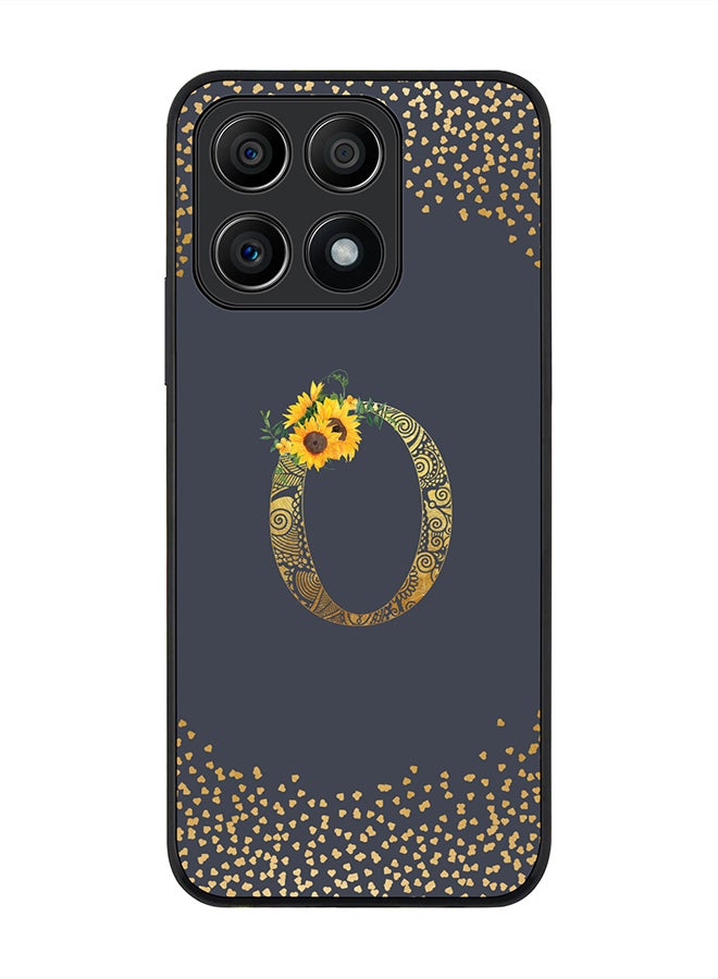 Stylizedd Rugged Black edge case for Honor X8A 4G Slim fit Soft Case Flexible Rubber Edges Anti Drop TPU Gel Thin Cover - Custom Monogram Letter Floral Pattern Alphabet - O (Grey) - Image 1