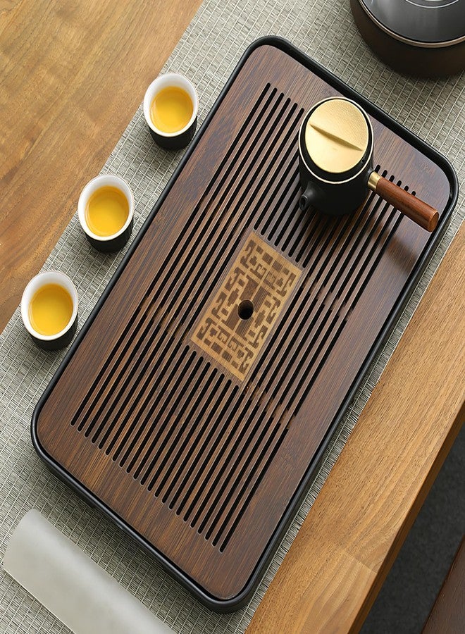 Jotsport 17 Inch Bamboo Chinese Gongfu Tea Tray with Water Storage Drainage for Kung Fu Tea Set, (Large, Black) - Image 2
