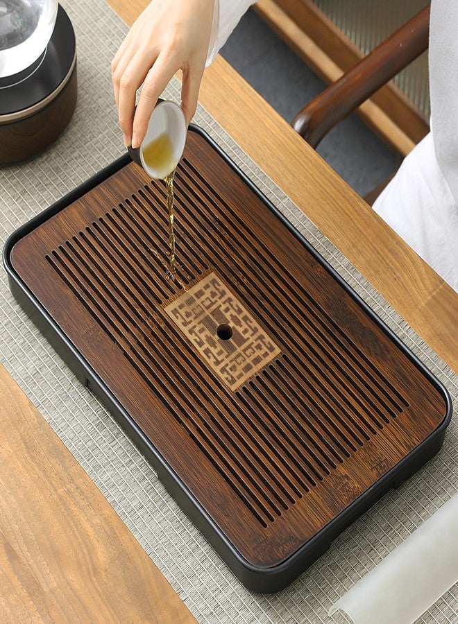Jotsport 17 Inch Bamboo Chinese Gongfu Tea Tray with Water Storage Drainage for Kung Fu Tea Set, (Large, Black) - Image 3