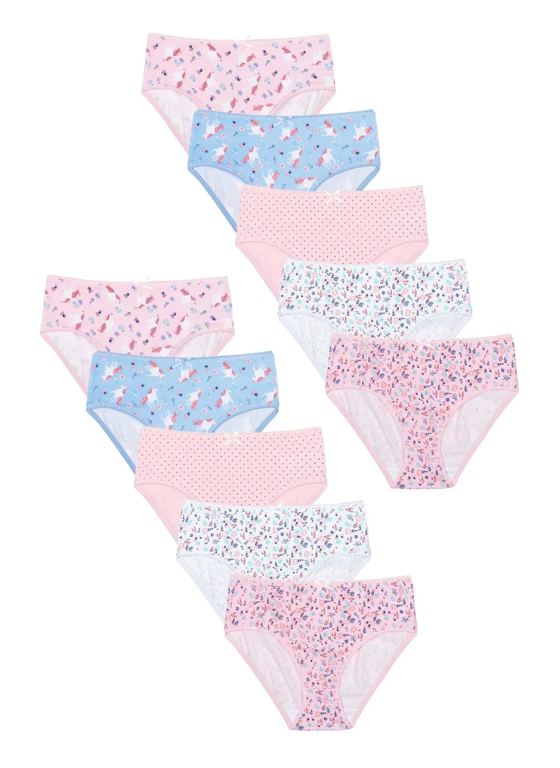 MINOTI Kids Girls Pack Of Ten Printed Knickers