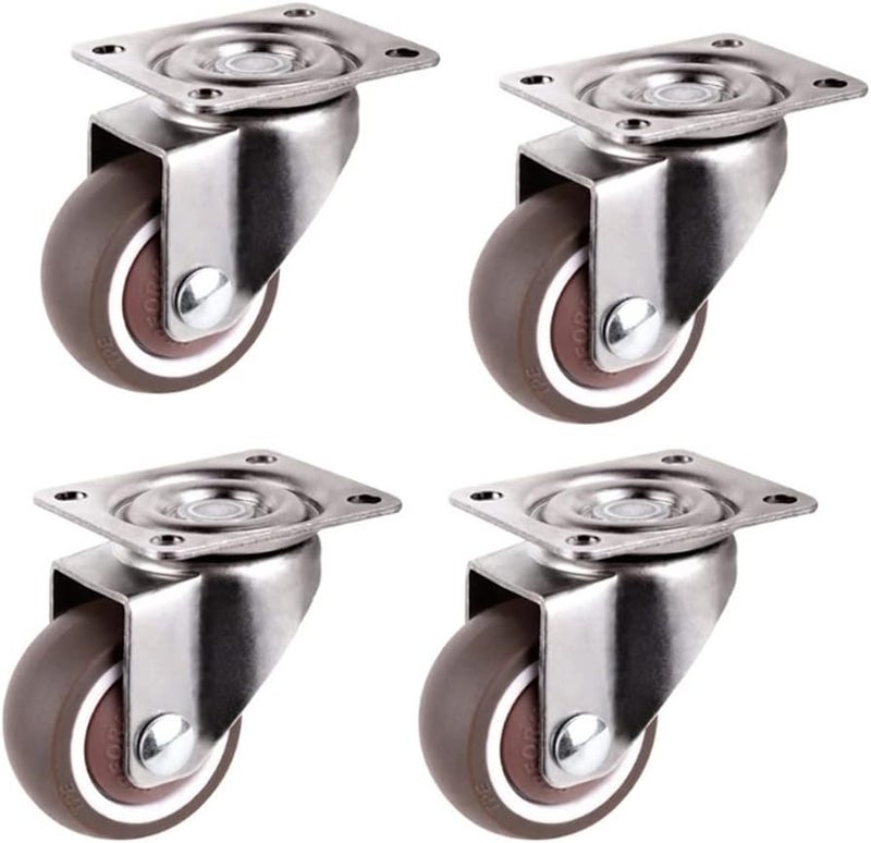 1 5 Inch Low Profile Soft Rubber Swivel Casters Wheels With 360 Degree Top Plate Brake 4 Pcs Universal Wheel - Image 1