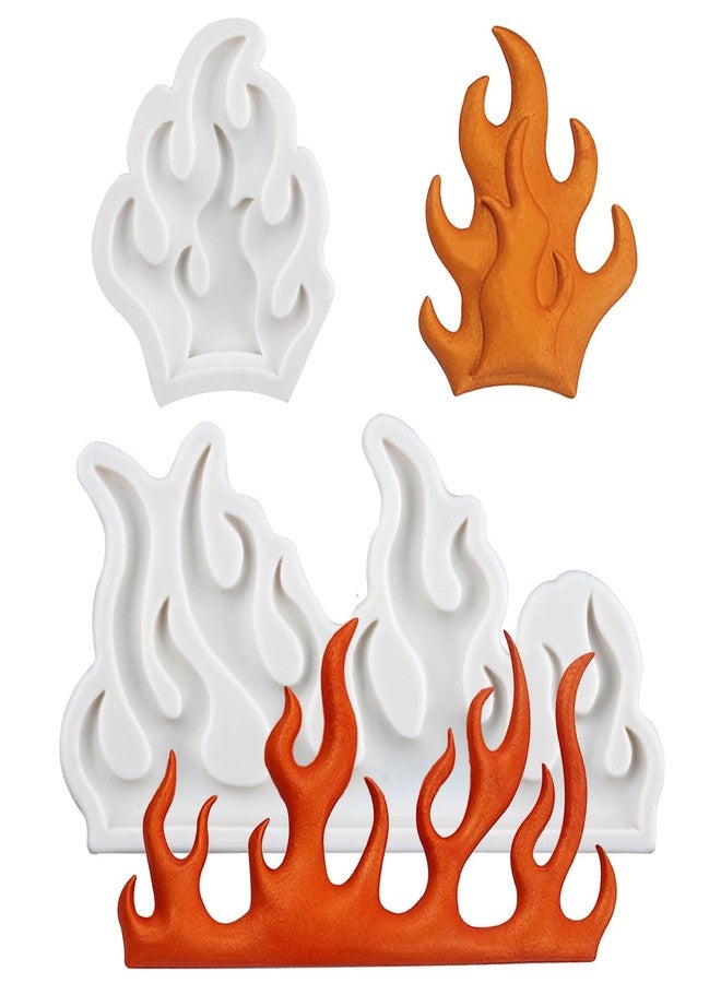 RFGHAC Flame Fondant Molds Fire Cake Decoration Silicone Molds For Cupcake Topper Cake Decorating Candy Chocolate Gum Paste Polymer Clay Set Of 2 - Image 1