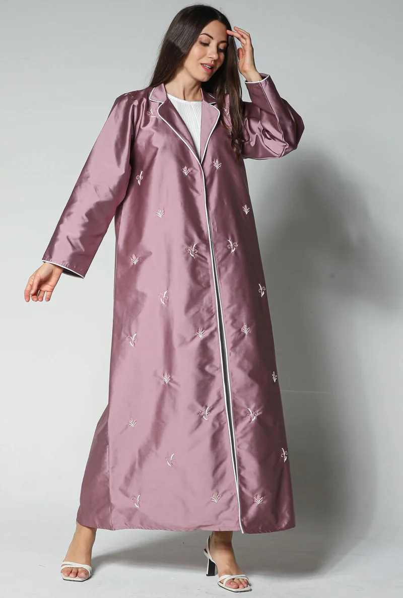 مويستريت Embroidered Open Front Abaya