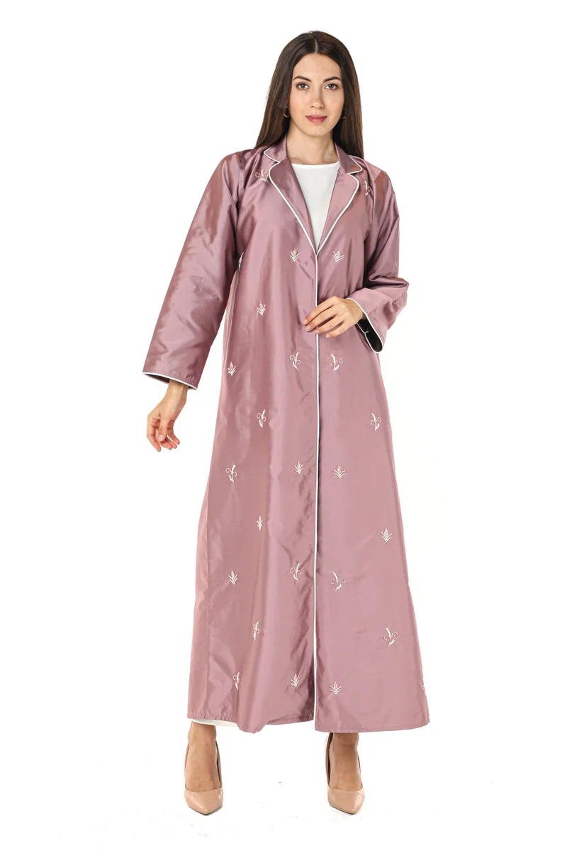 Moistreet Embroidered Open Front Abaya