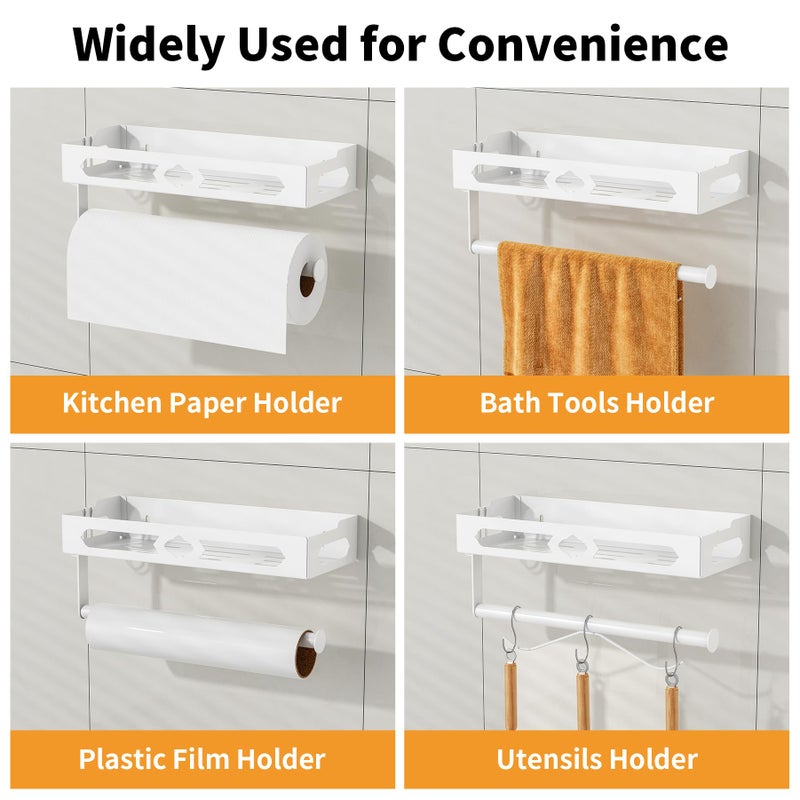 GAGUIUP White Paper Towel Holder Wall Mount with Shelf - Adhesive Hand Towel Rack, Space-Saving for Bathroom, Kitchen, RV Camper - Image 5