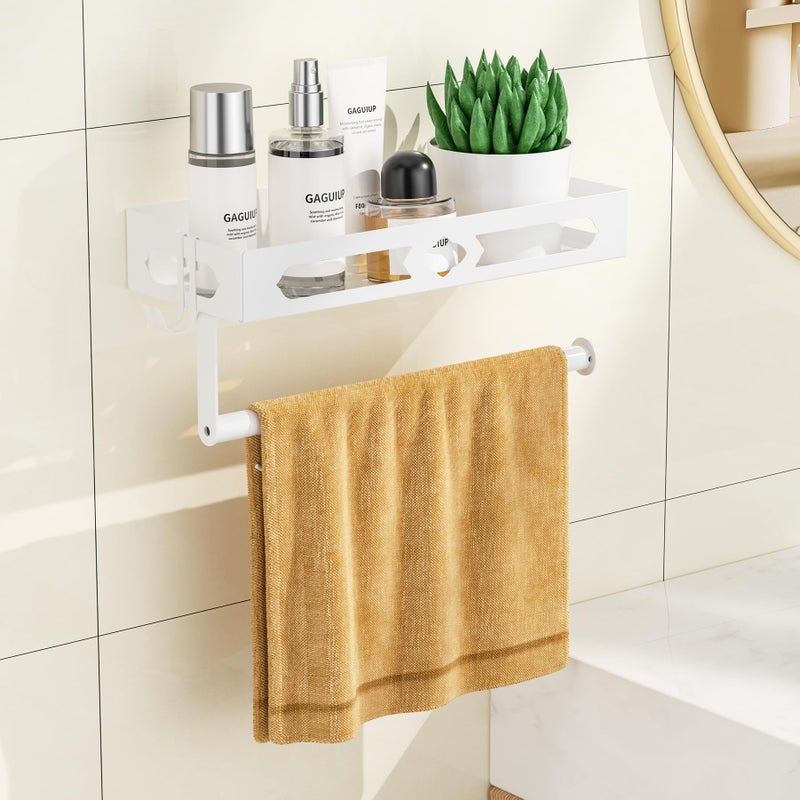 GAGUIUP White Paper Towel Holder Wall Mount with Shelf - Adhesive Hand Towel Rack, Space-Saving for Bathroom, Kitchen, RV Camper - Image 2