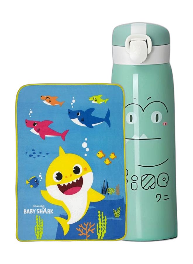 BABY SHARK بطانية أطفال فائقة النعومة من ميكرو راشيل، 46 بوصة × 60 بوصة، بيبي شارك وحرارة الأطفال المحمولة من الفولاذ المقاوم للصدأ، زجاجة ماء، 500 مل - Image 1